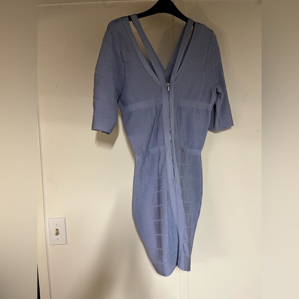 Thick fabric light blue zipper sweater mini VENUS dress